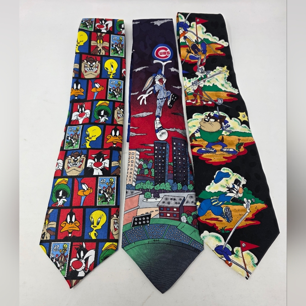 Vintage 90s Looney Tunes Ties Bundle of 3